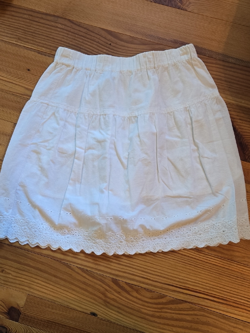 Susina White Eyelet Trim Cotton A-Line Skirt